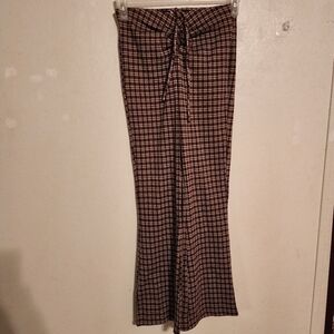 Princess Polly Brown Plaid Flare Pants Size 4